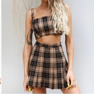 Tiger Mist Plaid Check “Foster” Skirt